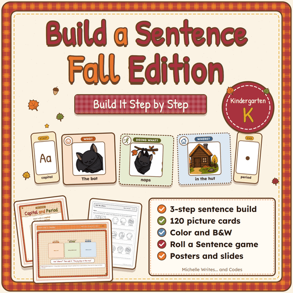 Build a Sentence: Fall Edition for kindergarten